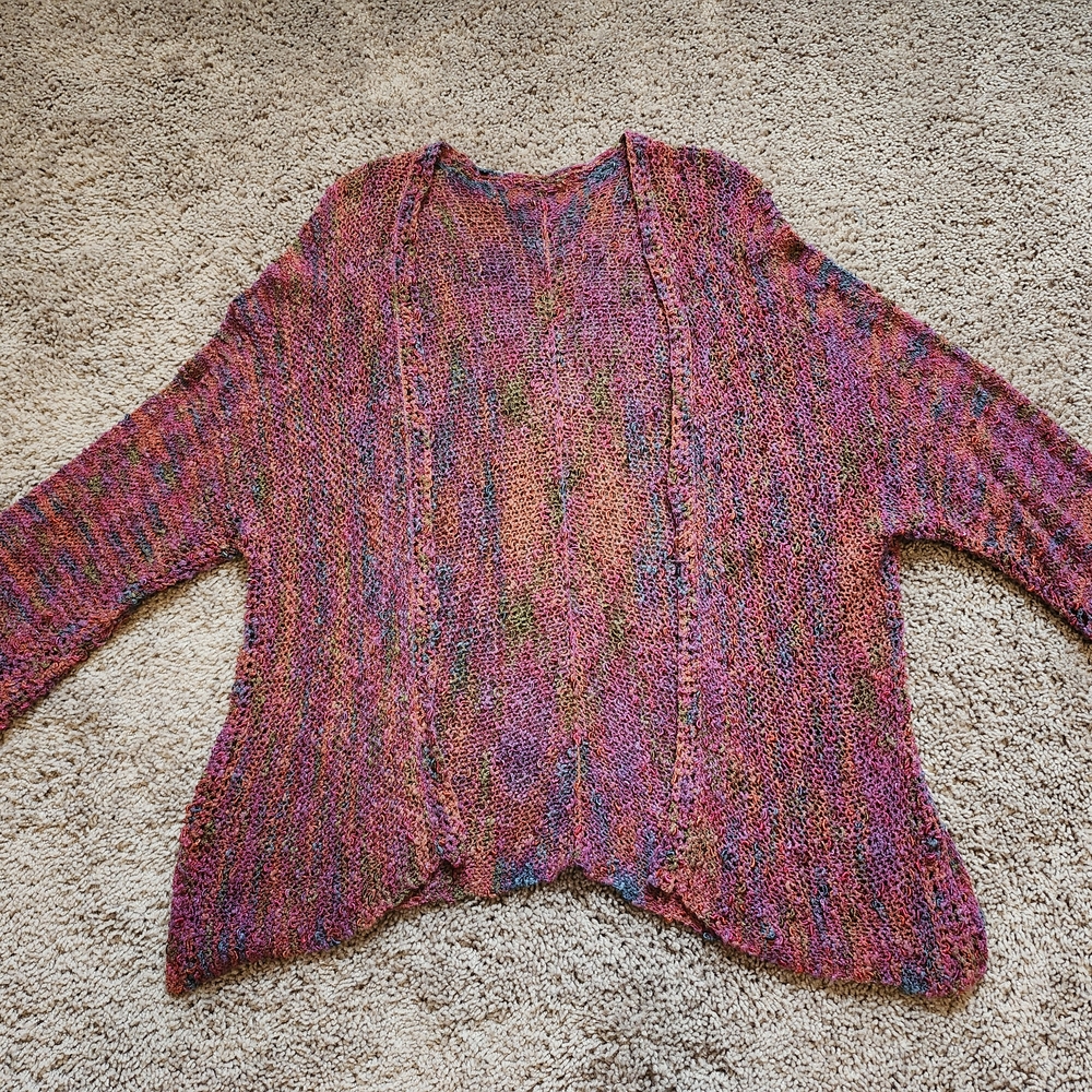 Multicolor Hand Knit Women's Sweater L / XL